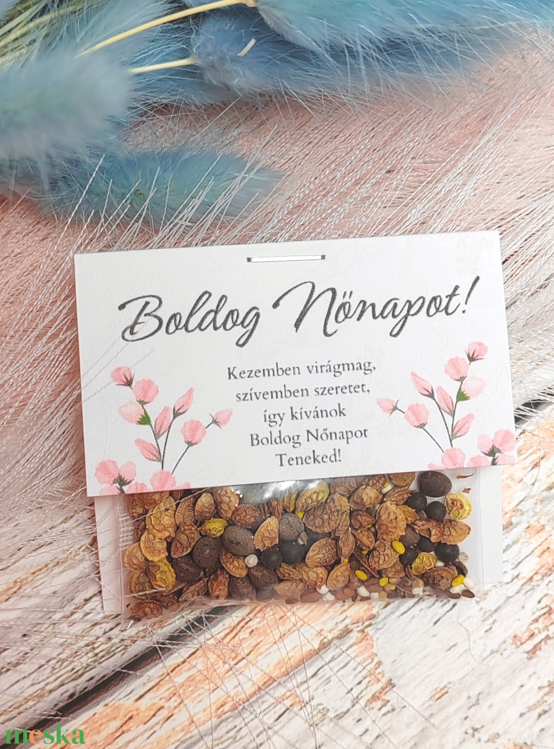 Nőnapi ajándék virágmag - otthon & életmód - papír, írószer - ajándékozás kellékei - ajándékkísérő - Meska.hu