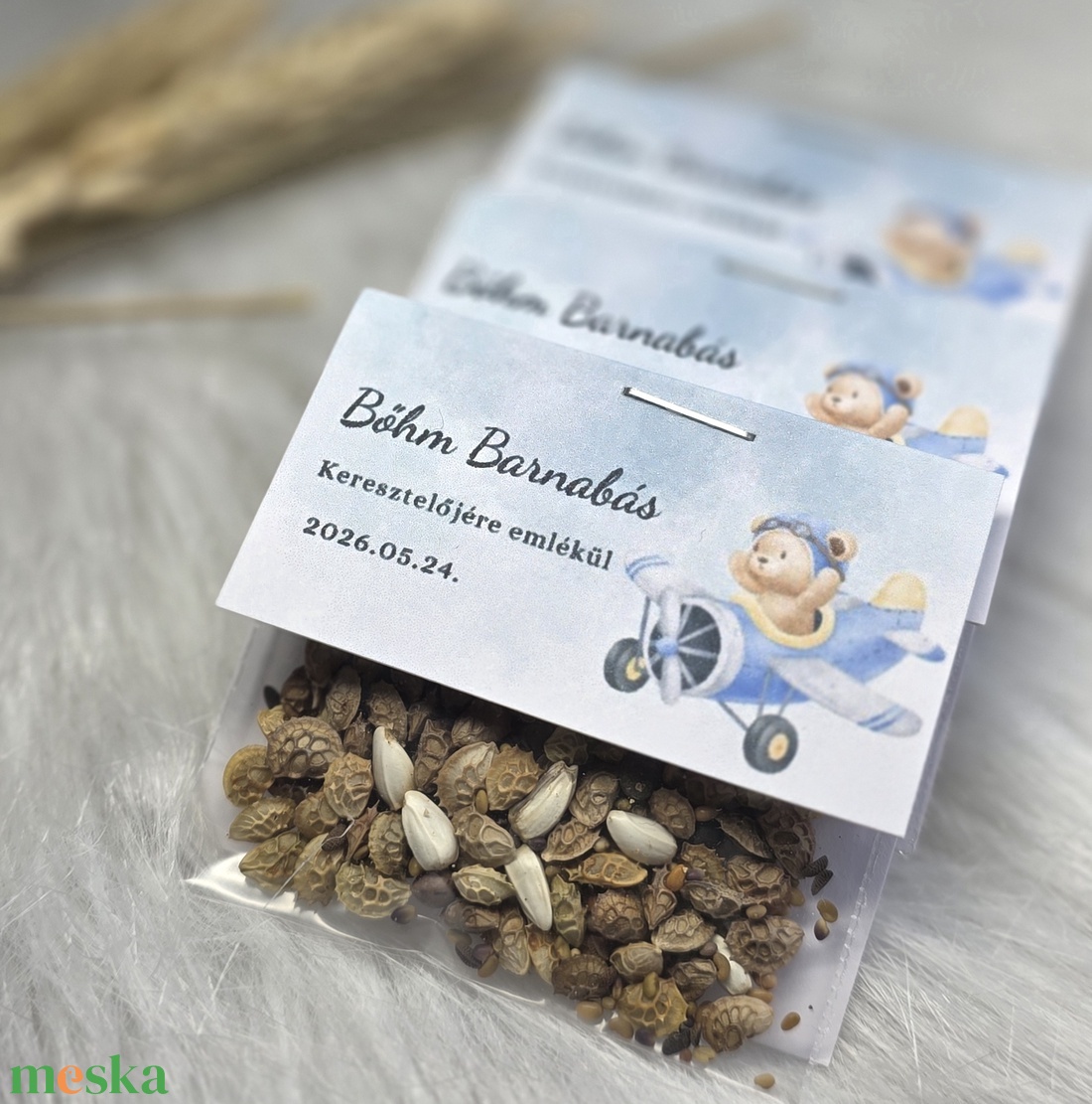 Keresztelő emlék virágmagok - egyedi látványtervekkel! - baba - mama - keresztelő kellékek - keresztelőajándékok - Meska.hu