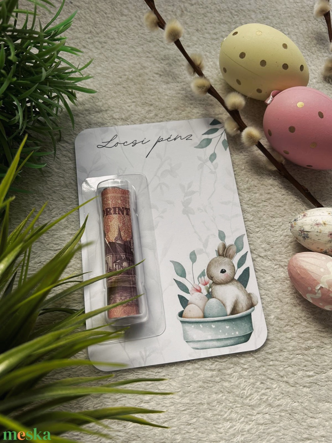 Locsipénz kártya - ünnepi díszek, dekorációk - húsvéti díszek és dekorációk - húsvéti ajándékátadó - Meska.hu