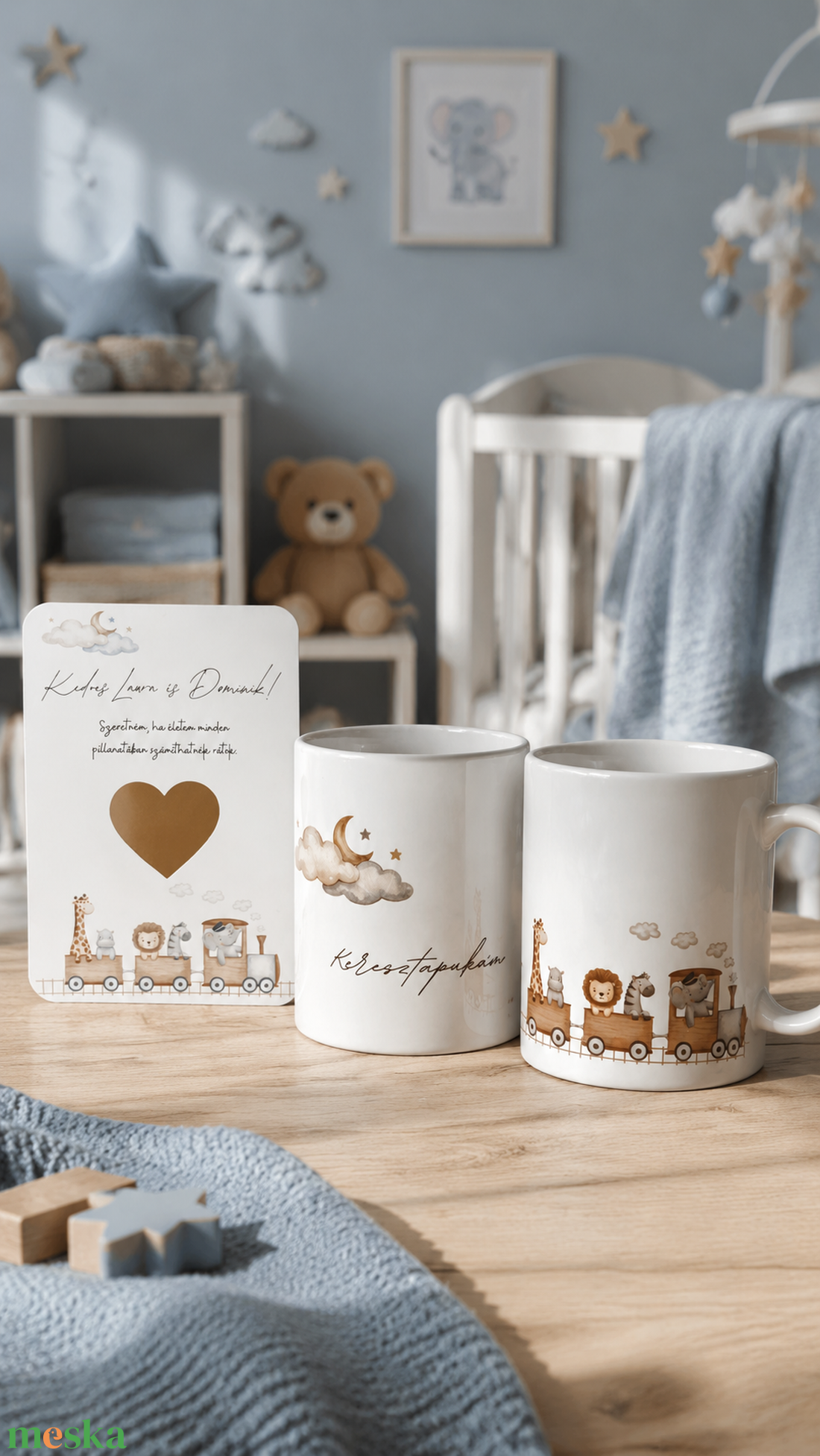 Keresztszülő felkérő bögre szett - Kisfiús - baba - mama - keresztelő kellékek - keresztszülő felkérő - Meska.hu