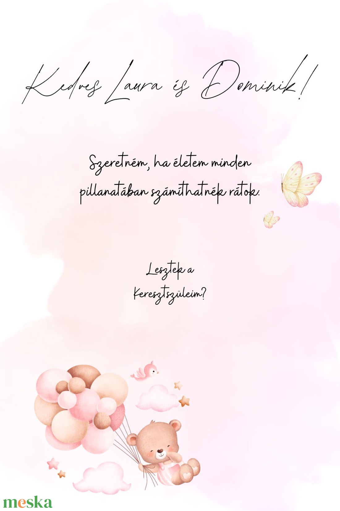 Keresztszülő felkérő bögre szett - Kislányos  - baba - mama - keresztelő kellékek - keresztszülő felkérő - Meska.hu