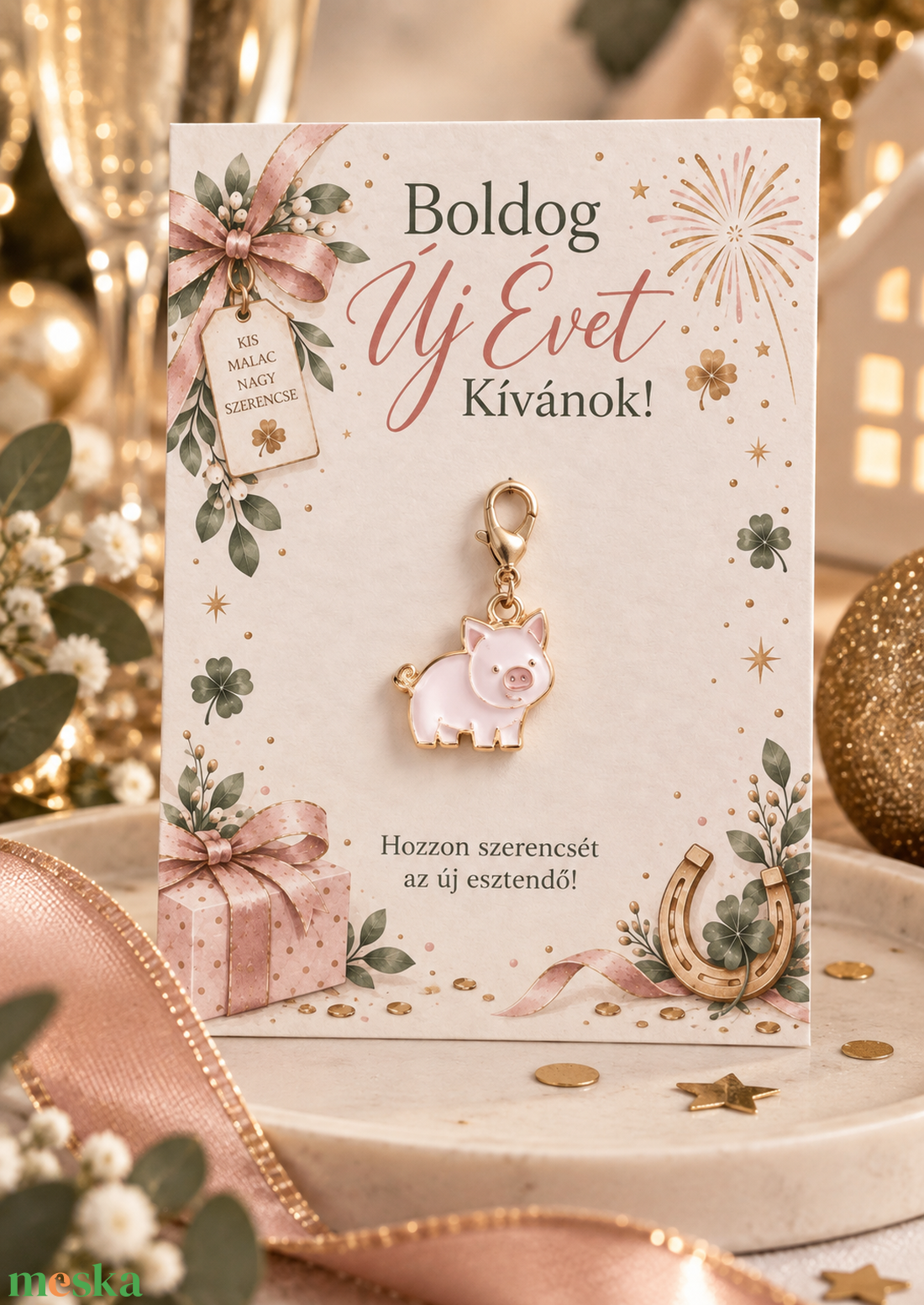 Szilveszteri ajándék - kismalac kulcstartó - táska & tok - kulcstartó & táskadísz - kulcstartó - Meska.hu
