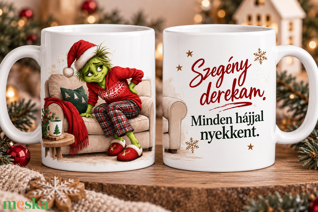 Grincs bögre - szegény derekam - otthon & életmód - konyhafelszerelés, tálalás - tálalás - bögre & csésze - Meska.hu