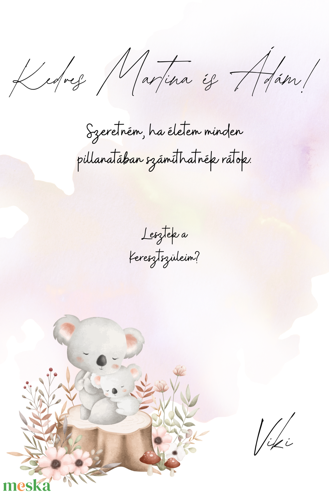 Keresztszülő felkérő bögre szett - Koalás - baba - mama - keresztelő kellékek - keresztszülő felkérő - Meska.hu