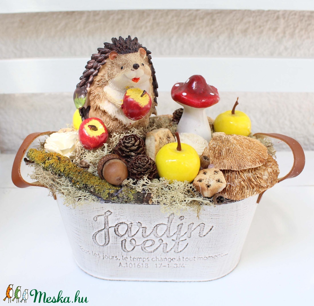 Sünis őszi asztaldísz, dekoráció, kaspóban. - otthon & életmód - dekoráció - Meska.hu