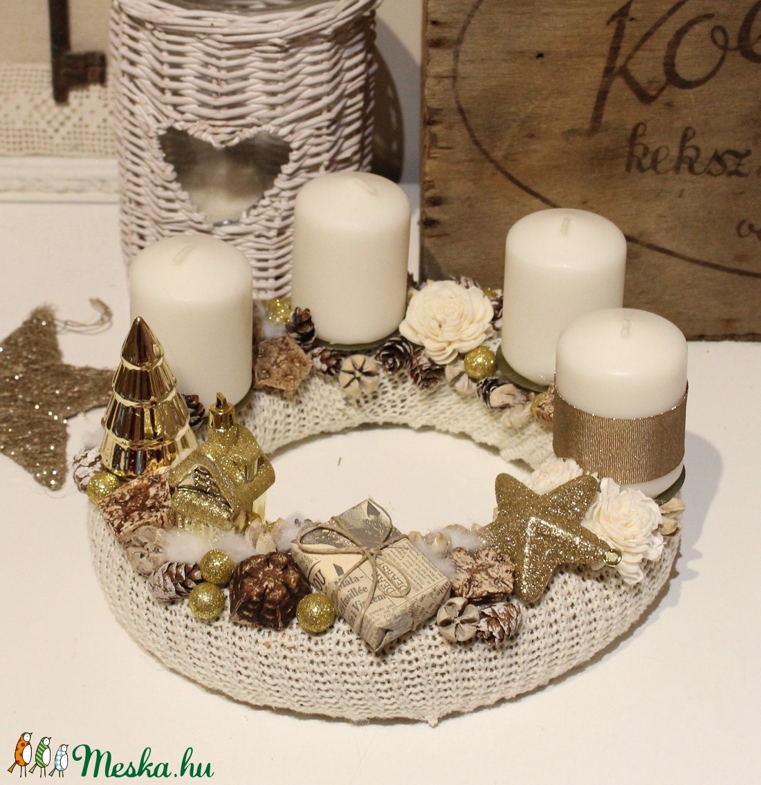 Adventi koszorú, karácsonyi dekoráció, asztaldísz- ARANYVASÁRNAP - karácsony - adventi díszek - adventi koszorú - Meska.hu Adventi koszorú, karácsonyi dekoráció, asztaldísz- ARANYVASÁRNAP - karácsony - adventi díszek - adventi koszorú - Meska.hu