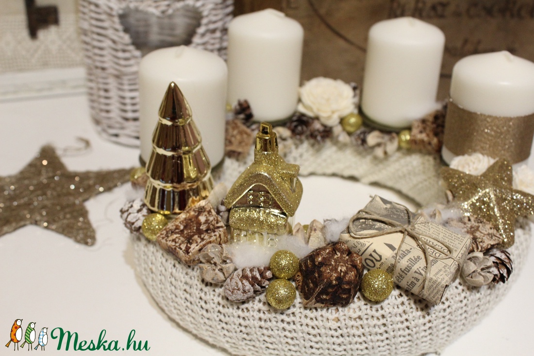 Adventi koszorú, karácsonyi dekoráció, asztaldísz- ARANYVASÁRNAP - karácsony - adventi díszek - adventi koszorú - Meska.hu Adventi koszorú, karácsonyi dekoráció, asztaldísz- ARANYVASÁRNAP - karácsony - adventi díszek - adventi koszorú - Meska.hu