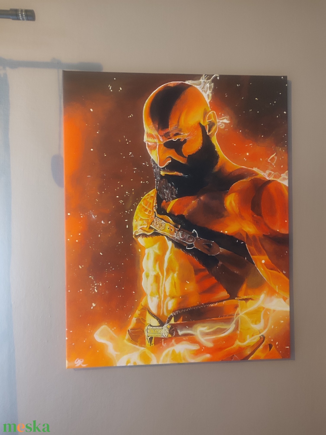 Kratos a God of War-ból! 90x70cm akril vászonkép! - művészet - festmény - akril - Meska.hu