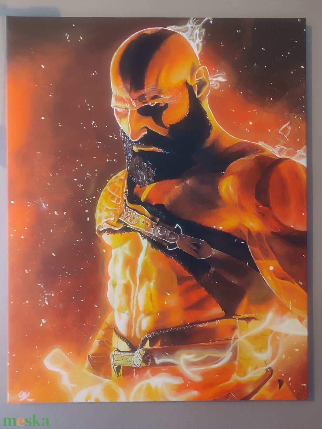 Kratos a God of War-ból! 90x70cm akril vászonkép! - művészet - festmény - akril - Meska.hu