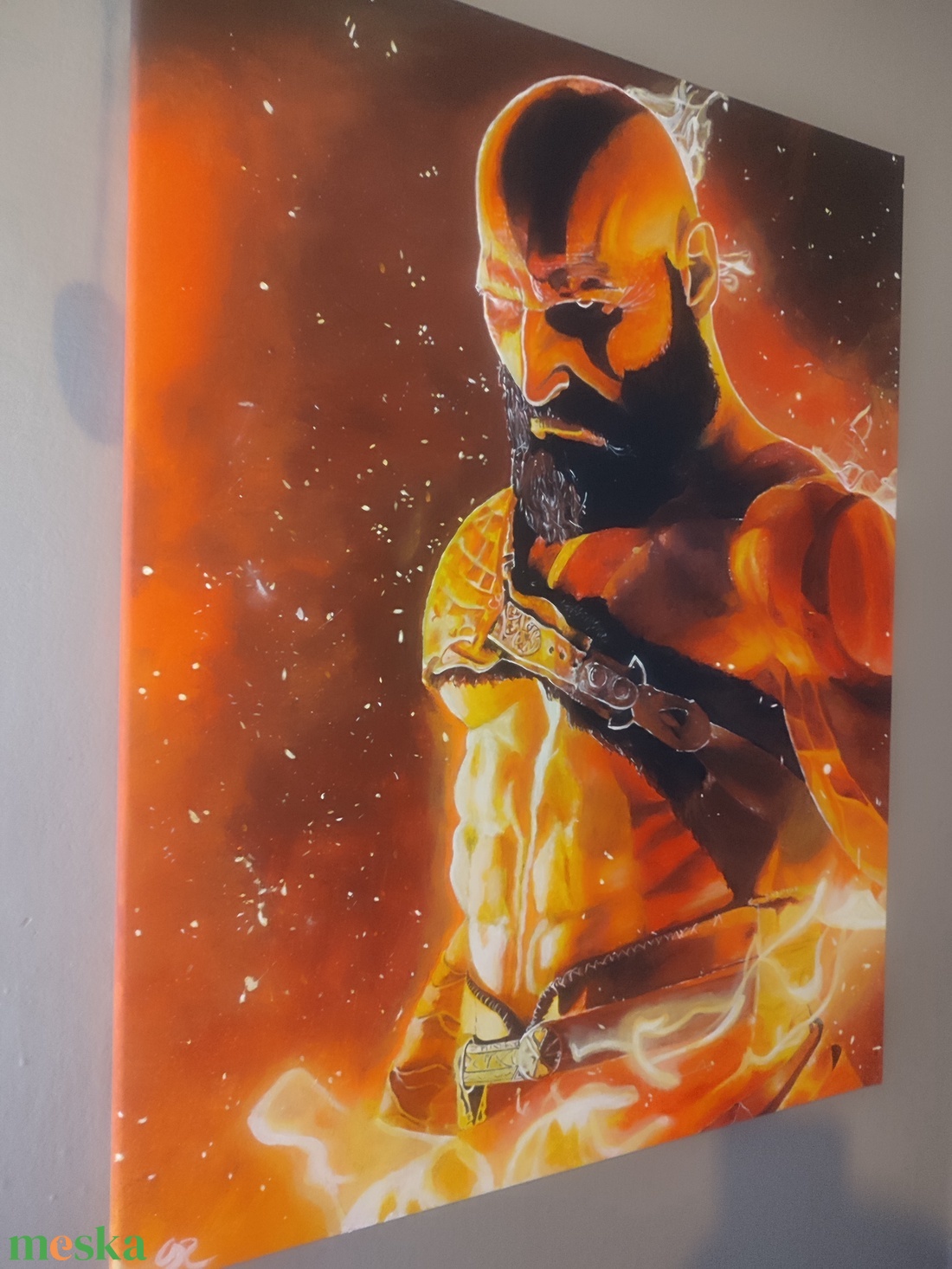 Kratos a God of War-ból! 90x70cm akril vászonkép! - művészet - festmény - akril - Meska.hu