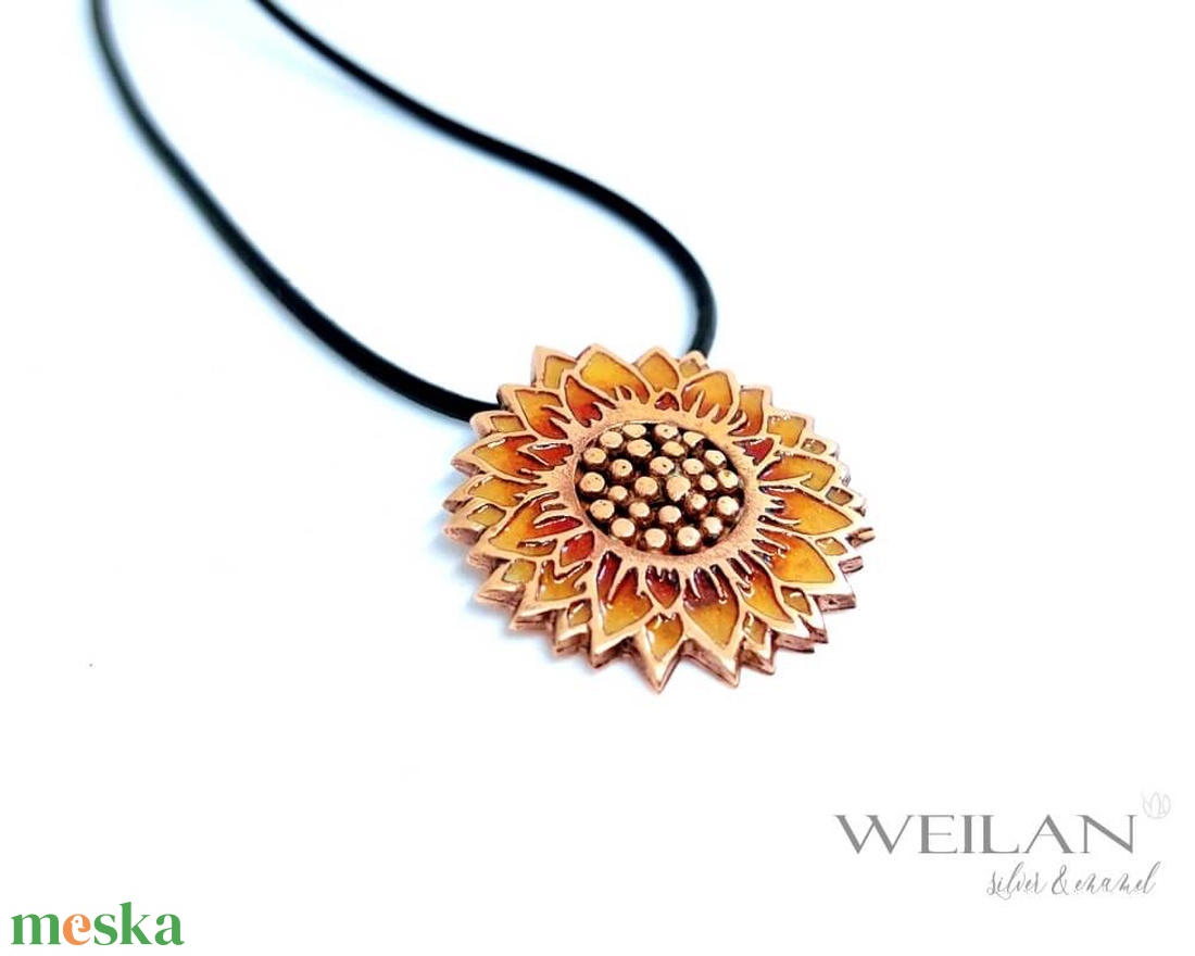 Flora - Napraforgóvirág magokkal, bronz tűzzománc medál, arany-narancs - ékszer - nyaklánc - medálos nyaklánc - Meska.hu Flora - Napraforgóvirág magokkal, bronz tűzzománc medál, arany-narancs - ékszer - nyaklánc - medálos nyaklánc - Meska.hu