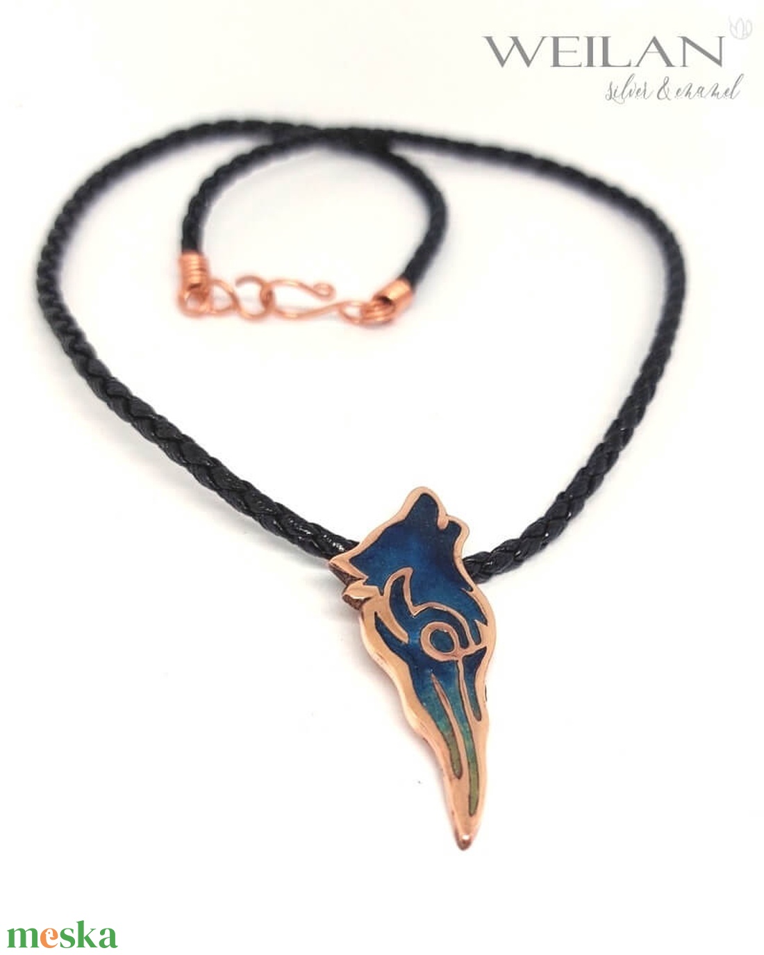 Edda - Fenrir farkas - bronz tűzzománc medál, kézműves ékszer, kék-zöld-arany - ékszer - nyaklánc - medál - Meska.hu Edda - Fenrir farkas - bronz tűzzománc medál, kézműves ékszer, kék-zöld-arany - ékszer - nyaklánc - medál - Meska.hu