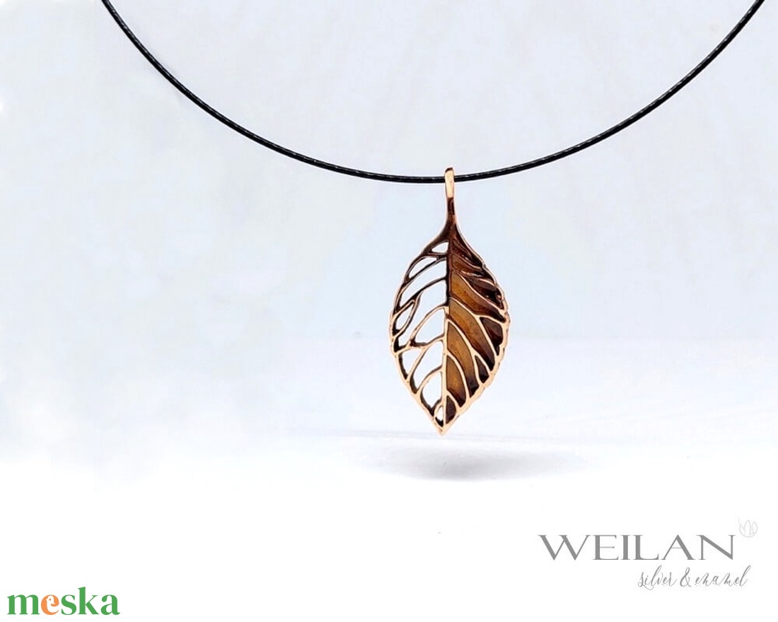 Leaf - Fagus / Bükk bronz tűzzománc medál, arany-barna - ékszer - nyaklánc - medálos nyaklánc - Meska.hu Leaf - Fagus / Bükk bronz tűzzománc medál, arany-barna - ékszer - nyaklánc - medálos nyaklánc - Meska.hu