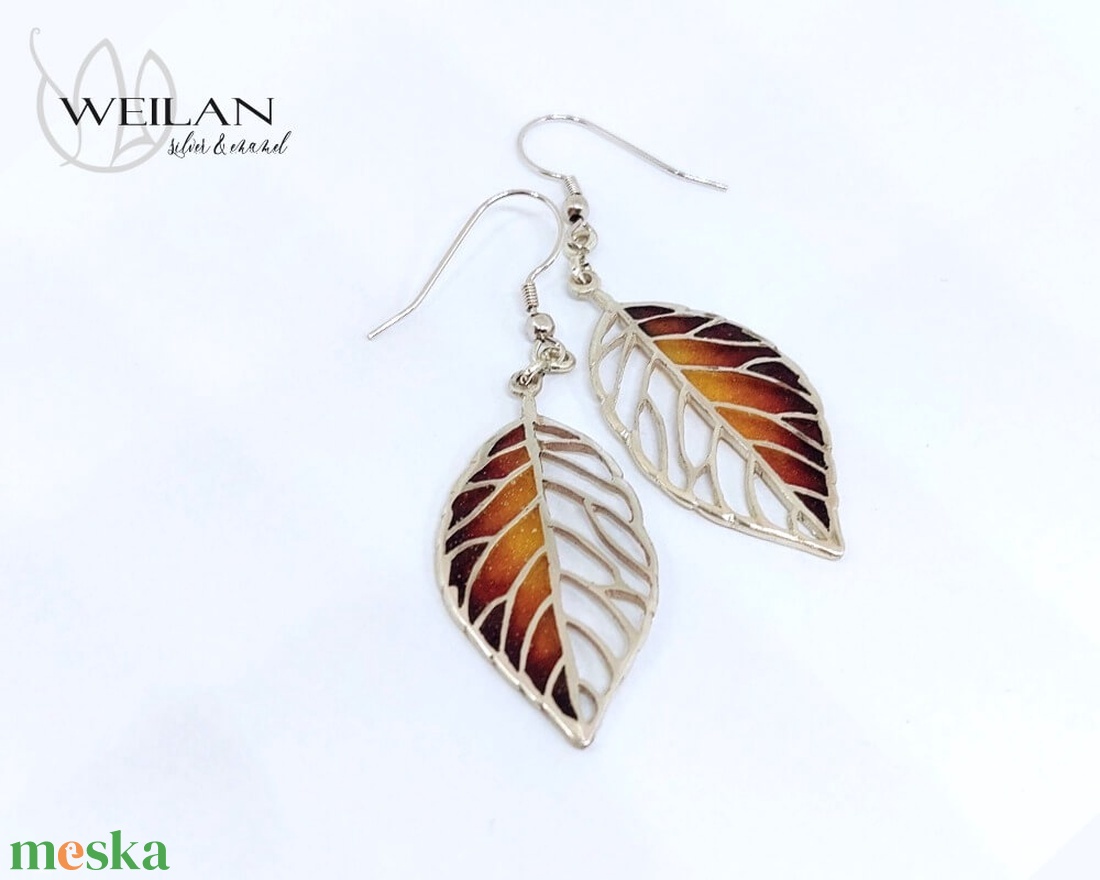 Leaf - Fagus / Bükk ezüst tűzzománc ajour fülbevaló - naracs-vörös - ékszer - fülbevaló - lógó fülbevaló - Meska.hu Leaf - Fagus / Bükk ezüst tűzzománc ajour fülbevaló - naracs-vörös - ékszer - fülbevaló - lógó fülbevaló - Meska.hu