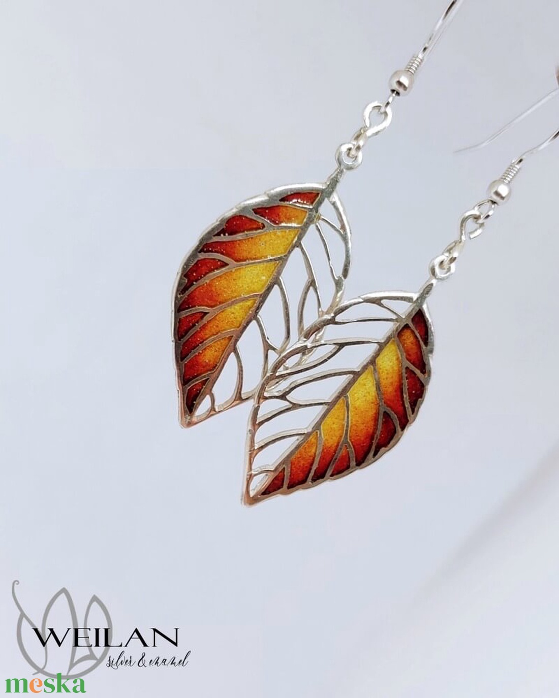 Leaf - Fagus / Bükk ezüst tűzzománc ajour fülbevaló - naracs-vörös - ékszer - fülbevaló - lógó fülbevaló - Meska.hu Leaf - Fagus / Bükk ezüst tűzzománc ajour fülbevaló - naracs-vörös - ékszer - fülbevaló - lógó fülbevaló - Meska.hu