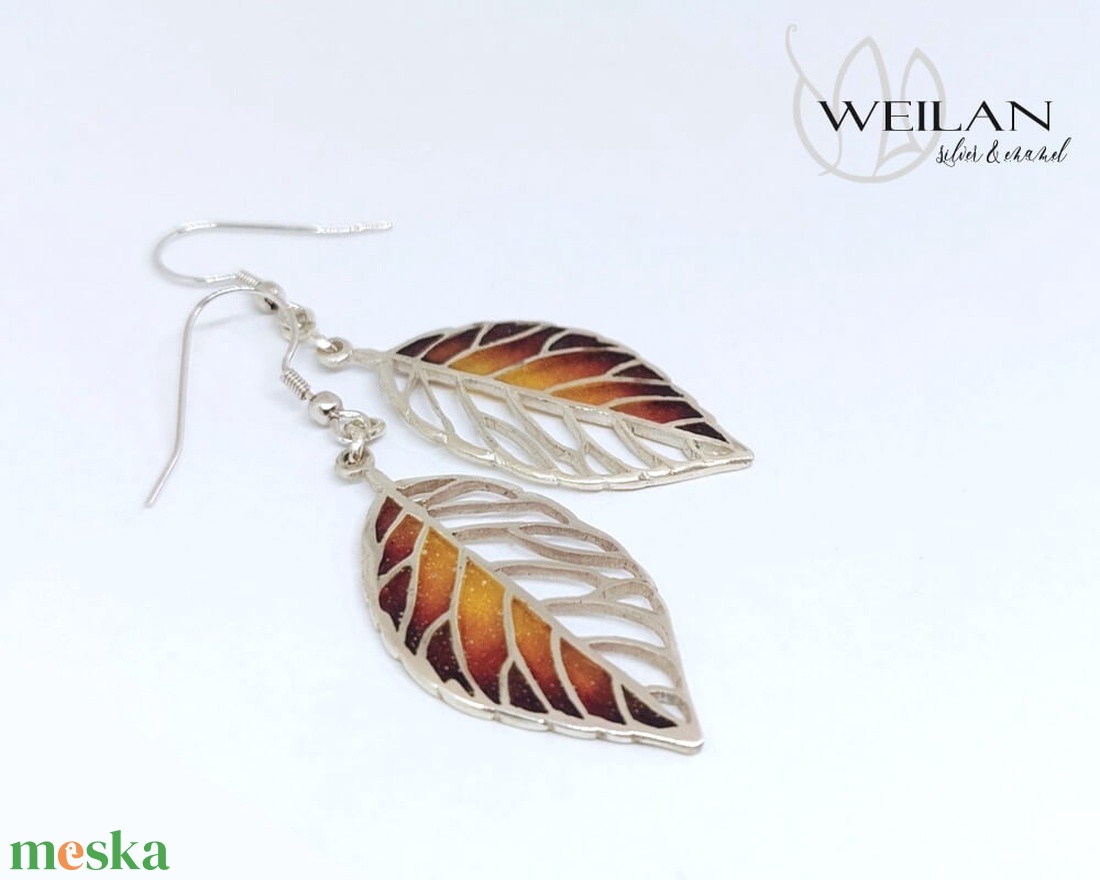 Leaf - Fagus / Bükk ezüst tűzzománc ajour fülbevaló - naracs-vörös - ékszer - fülbevaló - lógó fülbevaló - Meska.hu Leaf - Fagus / Bükk ezüst tűzzománc ajour fülbevaló - naracs-vörös - ékszer - fülbevaló - lógó fülbevaló - Meska.hu