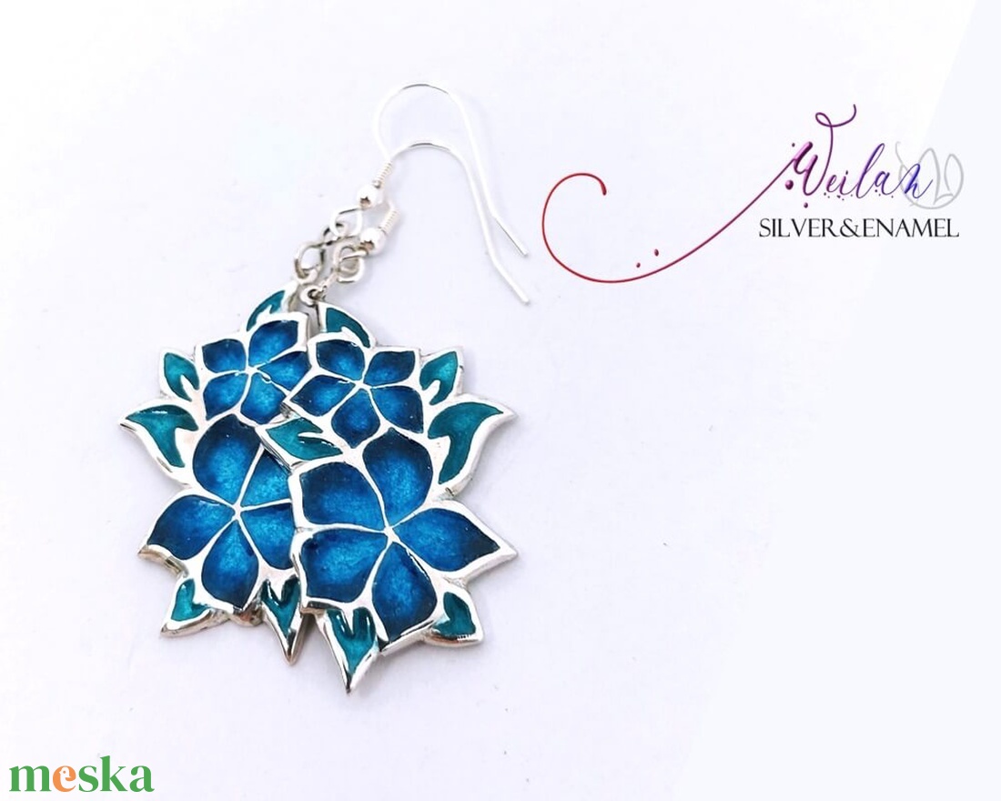 Flora - Nefelejcs ezüst, tűzzománc fülbevaló - kék - ékszer - fülbevaló - lógó fülbevaló - Meska.hu Flora - Nefelejcs ezüst, tűzzománc fülbevaló - kék - ékszer - fülbevaló - lógó fülbevaló - Meska.hu