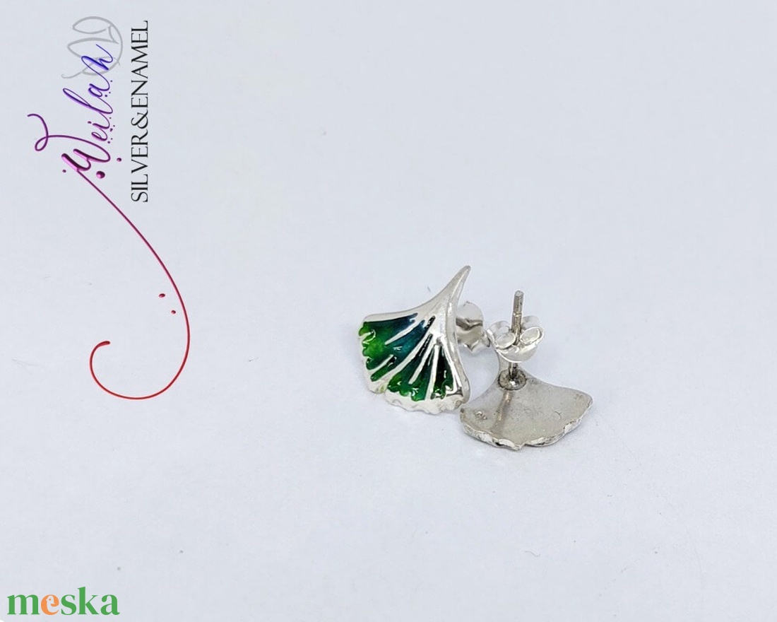 Leaf - Ginkgo Biloba - tűzzománc ezüst stiftes fülbevaló, smaragdzöld - ékszer - fülbevaló - pötty fülbevaló - Meska.hu Leaf - Ginkgo Biloba - tűzzománc ezüst stiftes fülbevaló, smaragdzöld - ékszer - fülbevaló - pötty fülbevaló - Meska.hu