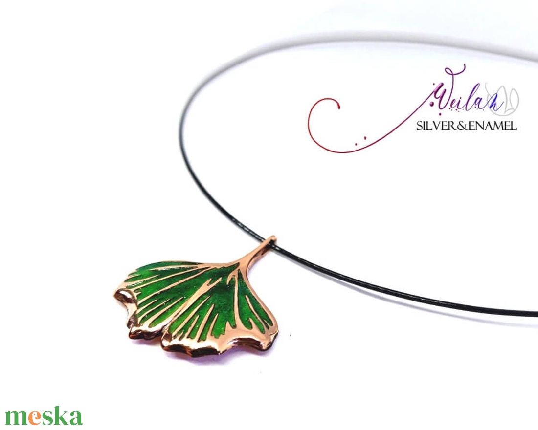 Leaf - Ginkgo Biloba - bronz tűzzománc medál, smaragdzöld - ékszer - nyaklánc - medálos nyaklánc - Meska.hu Leaf - Ginkgo Biloba - bronz tűzzománc medál, smaragdzöld - ékszer - nyaklánc - medálos nyaklánc - Meska.hu