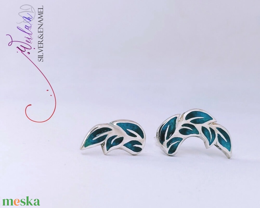 Leaf - Laurus / Babér aszimmetrikus ezüst tűzzománc fülbevaló, türkiz - ékszer - fülbevaló - pötty fülbevaló - Meska.hu Leaf - Laurus / Babér aszimmetrikus ezüst tűzzománc fülbevaló, türkiz - ékszer - fülbevaló - pötty fülbevaló - Meska.hu