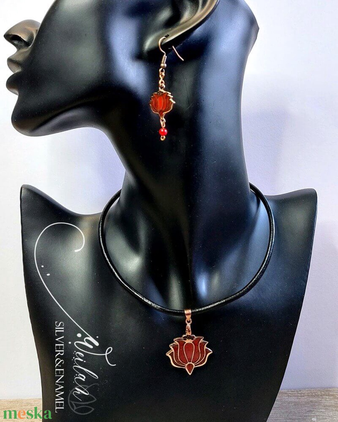 Tradició - Kalocsai - Tulipán bronz tűzzománc medál, piros - ékszer - nyaklánc - medálos nyaklánc - Meska.hu Tradició - Kalocsai - Tulipán bronz tűzzománc medál, piros - ékszer - nyaklánc - medálos nyaklánc - Meska.hu