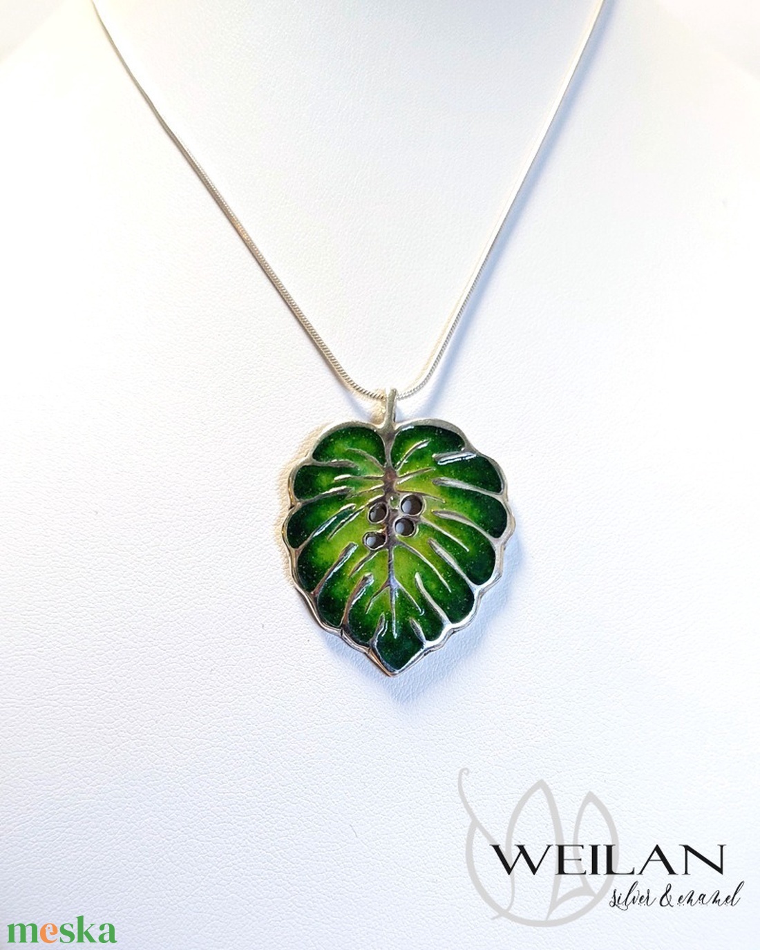 Leaf - Filodendron, monstera ezüst tűzzománc medál, zöld - ékszer - nyaklánc - medál - Meska.hu Leaf - Filodendron, monstera ezüst tűzzománc medál, zöld - ékszer - nyaklánc - medál - Meska.hu
