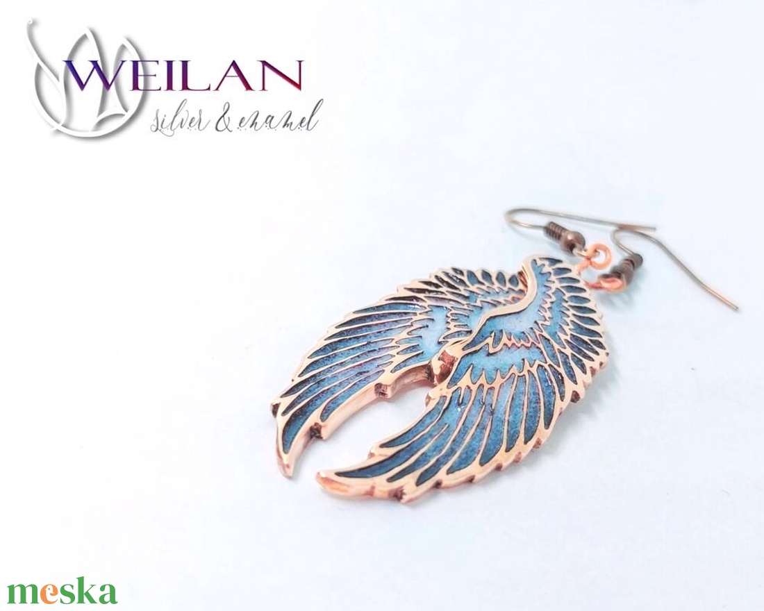 Wings - Angyalszárny - bronz tűzzománc fülbevaló, fehér-világoskék - ékszer - fülbevaló - lógó fülbevaló - Meska.hu Wings - Angyalszárny - bronz tűzzománc fülbevaló, fehér-világoskék - ékszer - fülbevaló - lógó fülbevaló - Meska.hu