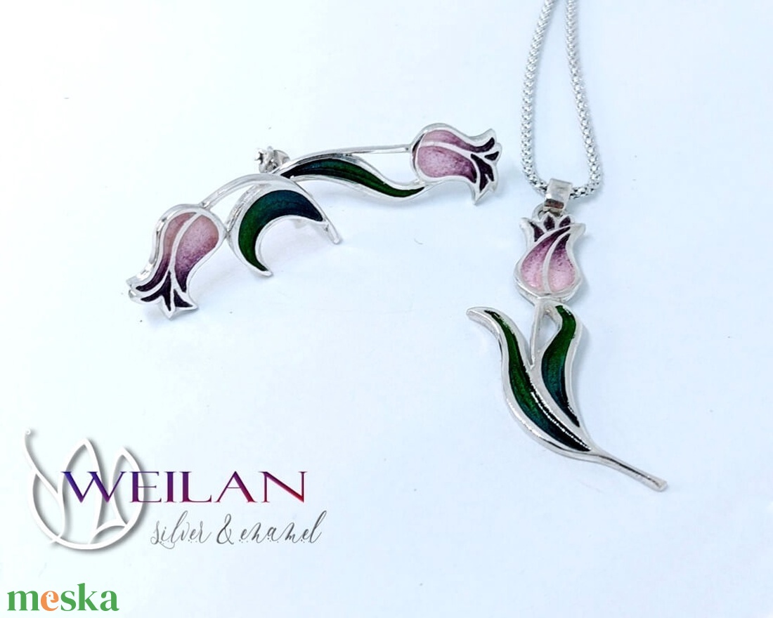 Hej'tulipán - Virágszálam ezüst tűzzománc medál rózsaszín-pink - ékszer - nyaklánc - medál - Meska.hu Hej'tulipán - Virágszálam ezüst tűzzománc medál rózsaszín-pink - ékszer - nyaklánc - medál - Meska.hu