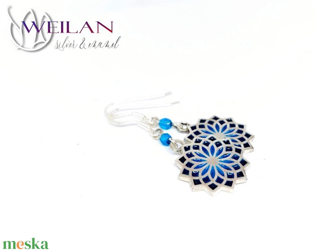 Nirvána - Mandala ezüst ajour tűzzománc fülbevaló, türkizkék - ékszer - fülbevaló - lógó fülbevaló - Meska.hu Nirvána - Mandala ezüst ajour tűzzománc fülbevaló, türkizkék - ékszer - fülbevaló - lógó fülbevaló - Meska.hu