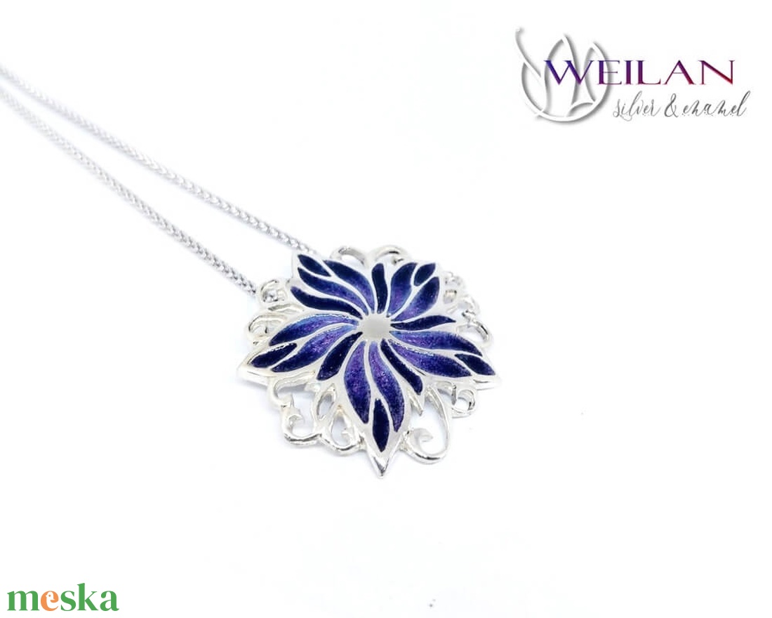 Flora - Borzaskata ezüst tűzzománc medál (lila) - ékszer - nyaklánc - medálos nyaklánc - Meska.hu Flora - Borzaskata ezüst tűzzománc medál (lila) - ékszer - nyaklánc - medálos nyaklánc - Meska.hu
