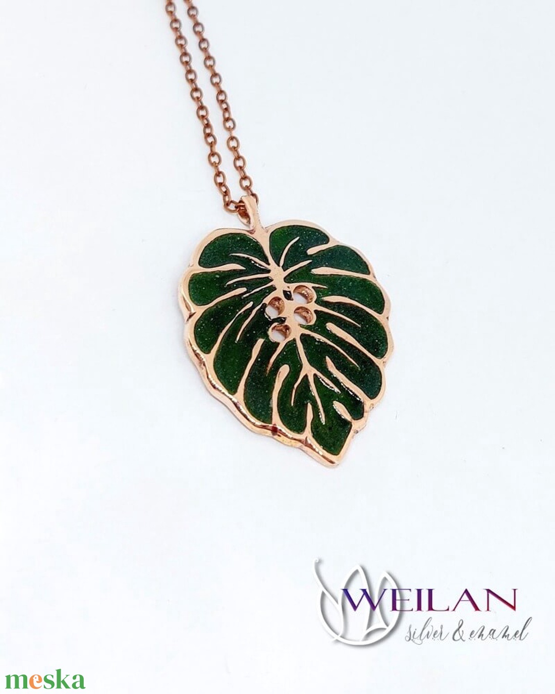 Filodendron bronz tűzzománc medál - ékszer - nyaklánc - medál - Meska.hu Filodendron bronz tűzzománc medál - ékszer - nyaklánc - medál - Meska.hu