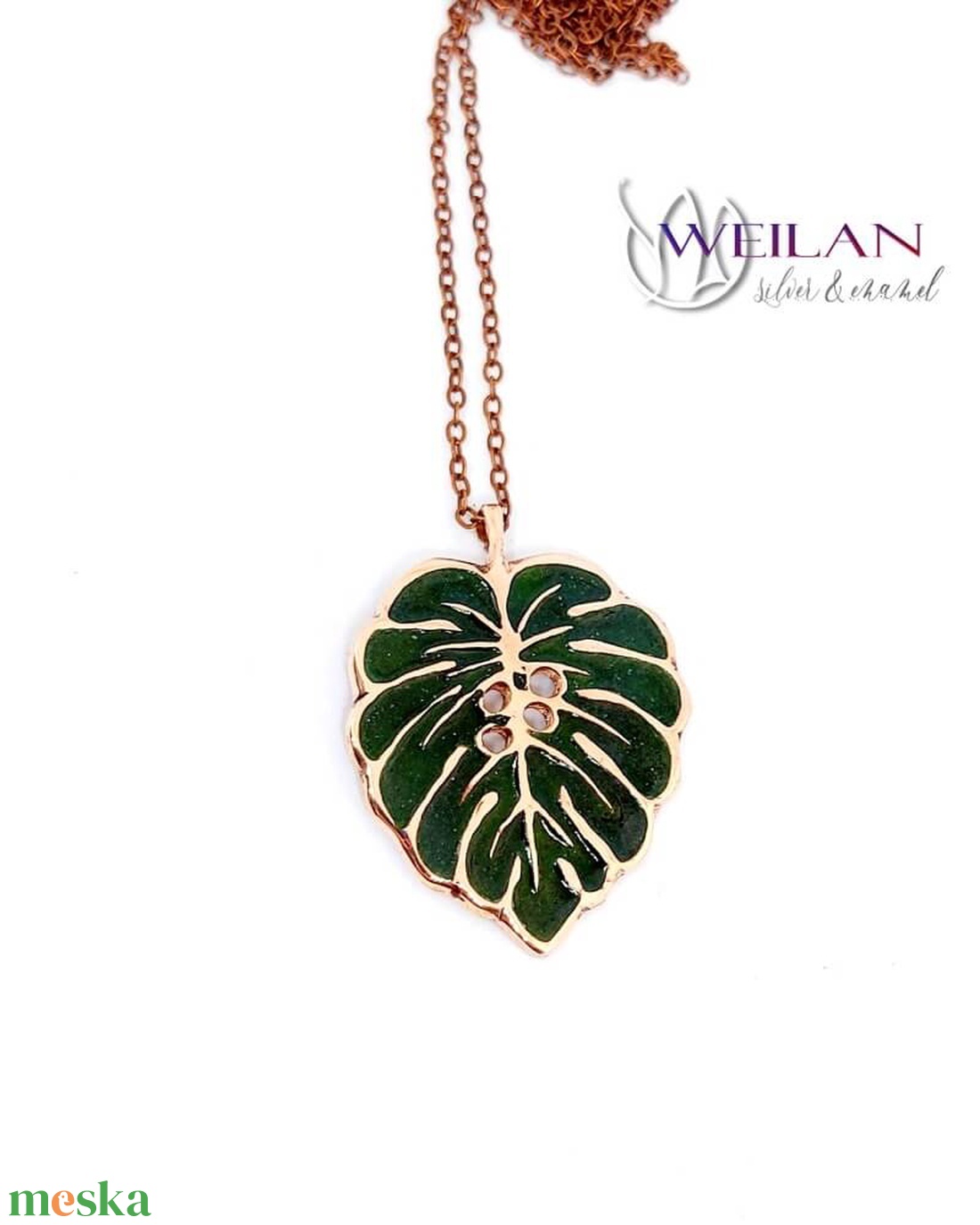 Filodendron bronz tűzzománc medál - ékszer - nyaklánc - medál - Meska.hu Filodendron bronz tűzzománc medál - ékszer - nyaklánc - medál - Meska.hu