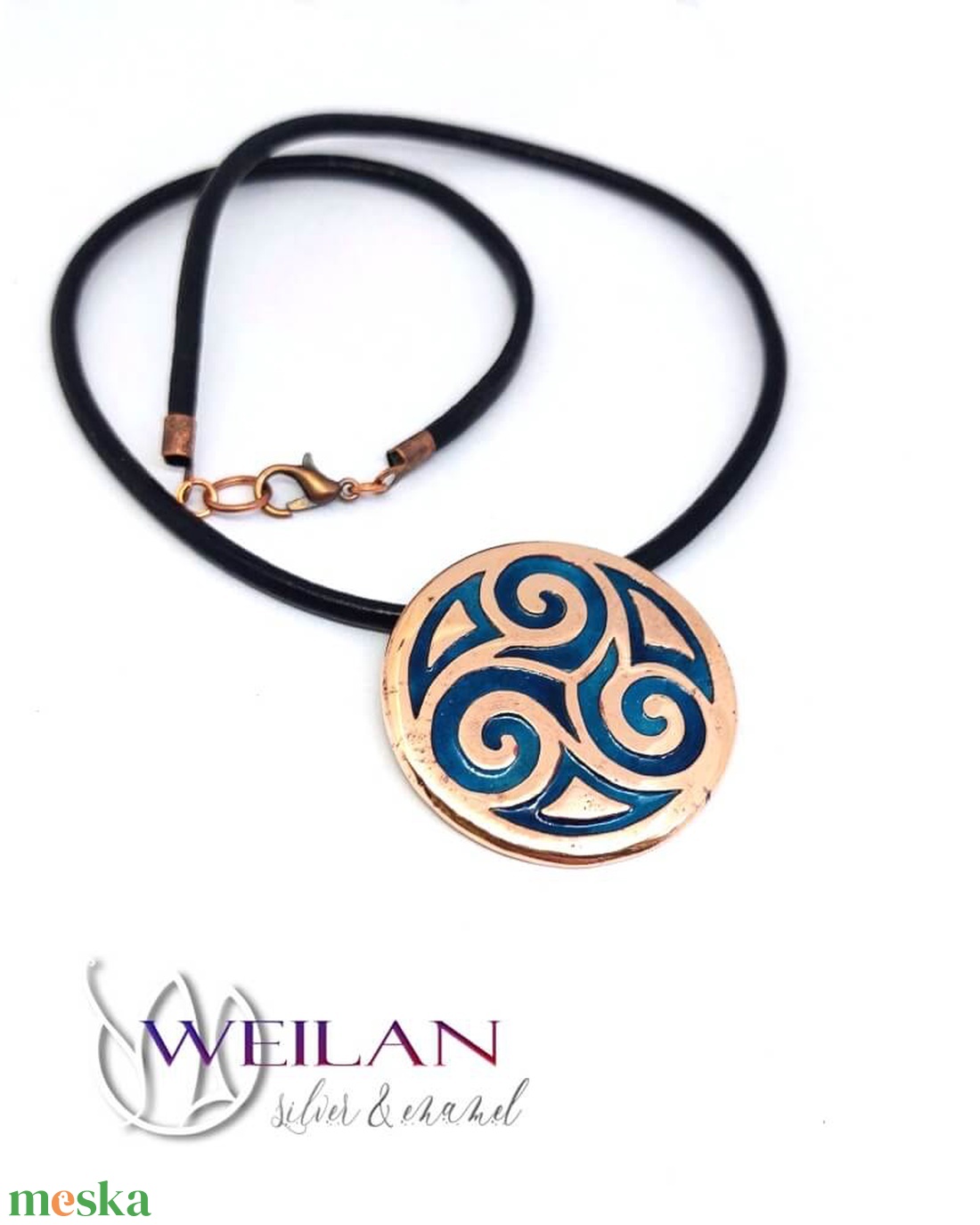 Kelta - Triskelion bronz tűzzománc medál, türkizkék - ékszer - nyaklánc - medálos nyaklánc - Meska.hu Kelta - Triskelion bronz tűzzománc medál, türkizkék - ékszer - nyaklánc - medálos nyaklánc - Meska.hu