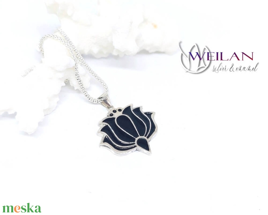 Tradició - Kalocsai - Tulipán ezüst tűzzománc medál, fekete - ékszer - nyaklánc - medál - Meska.hu Tradició - Kalocsai - Tulipán ezüst tűzzománc medál, fekete - ékszer - nyaklánc - medál - Meska.hu