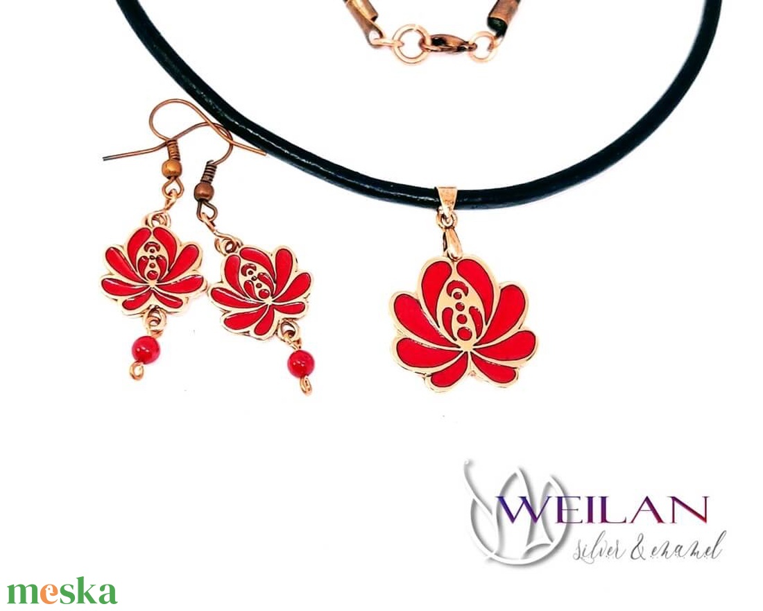 Tradició - Matyó - Rózsa bronz tűzzománc medál, piros - ékszer - nyaklánc - medálos nyaklánc - Meska.hu Tradició - Matyó - Rózsa bronz tűzzománc medál, piros - ékszer - nyaklánc - medálos nyaklánc - Meska.hu