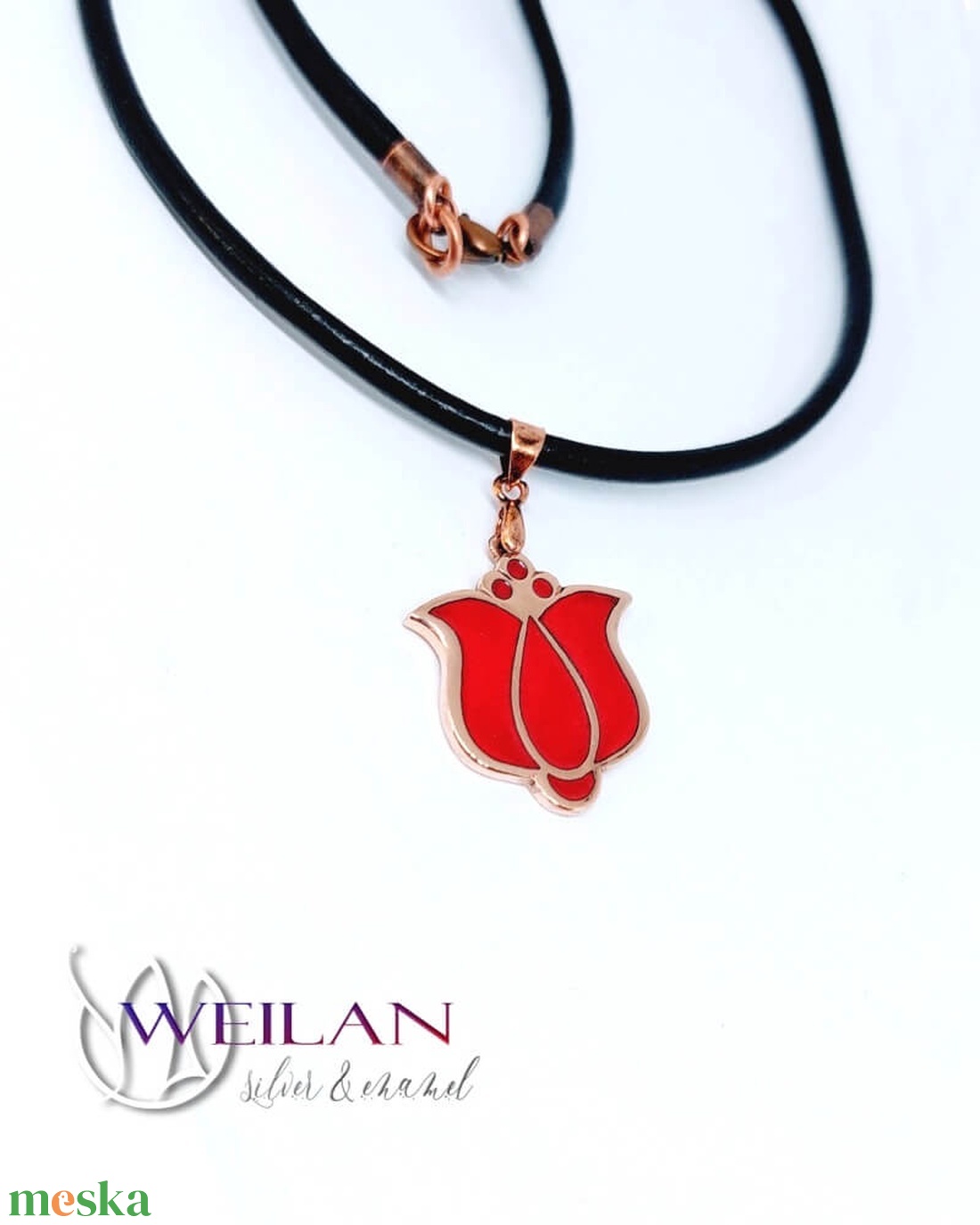 Tradició - Matyó - Tulipán bronz tűzzománc medál, piros - ékszer - nyaklánc - medálos nyaklánc - Meska.hu Tradició - Matyó - Tulipán bronz tűzzománc medál, piros - ékszer - nyaklánc - medálos nyaklánc - Meska.hu