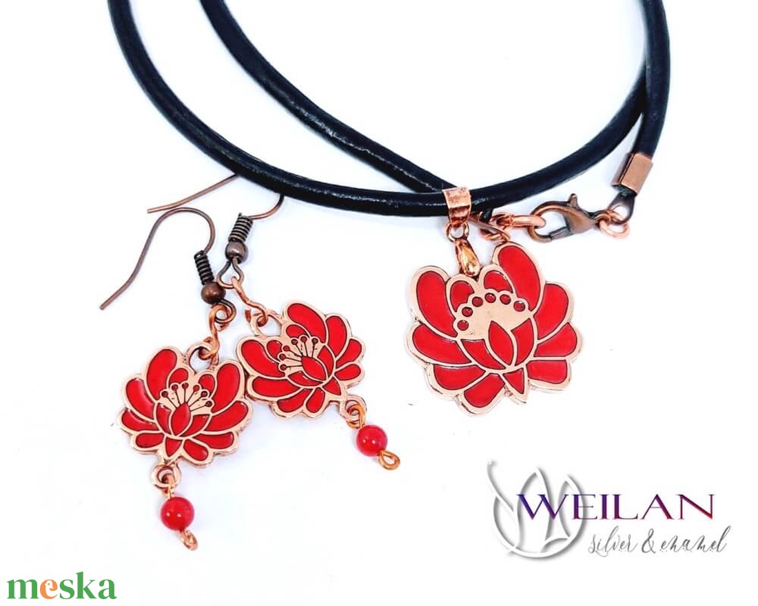 Tradició - Kalocsai - Rózsa bronz tűzzománc fülbevaló, piros - ékszer - fülbevaló - lógó fülbevaló - Meska.hu Tradició - Kalocsai - Rózsa bronz tűzzománc fülbevaló, piros - ékszer - fülbevaló - lógó fülbevaló - Meska.hu