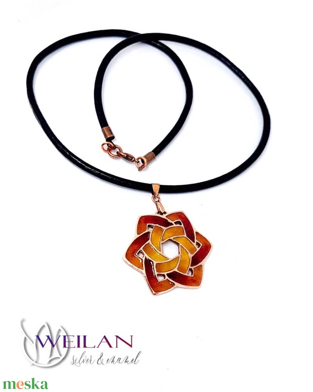 Druida - Kelta stílusú tűzzománc medál (vörös-arany) - ékszer - nyaklánc - medálos nyaklánc - Meska.hu