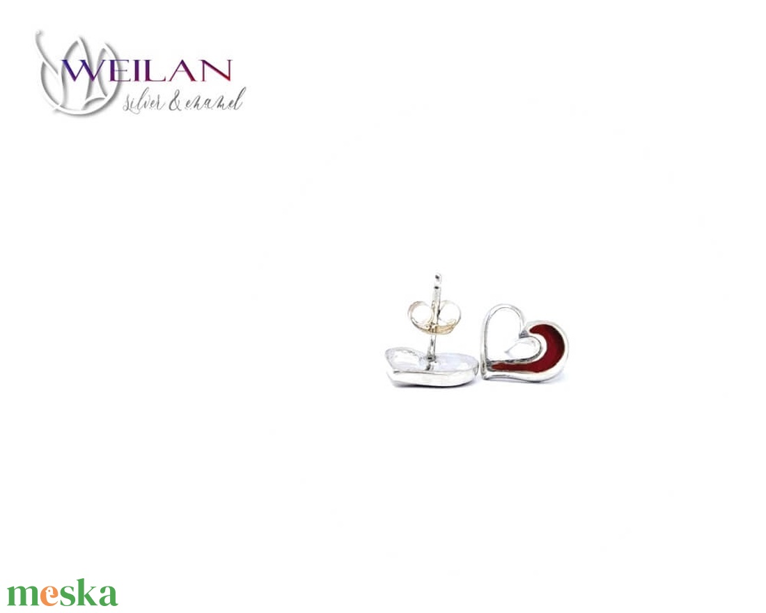 my Valentine - Szívdobbanás ezüst tűzzománc fülbevaló, piros - ékszer - fülbevaló - pötty fülbevaló - Meska.hu