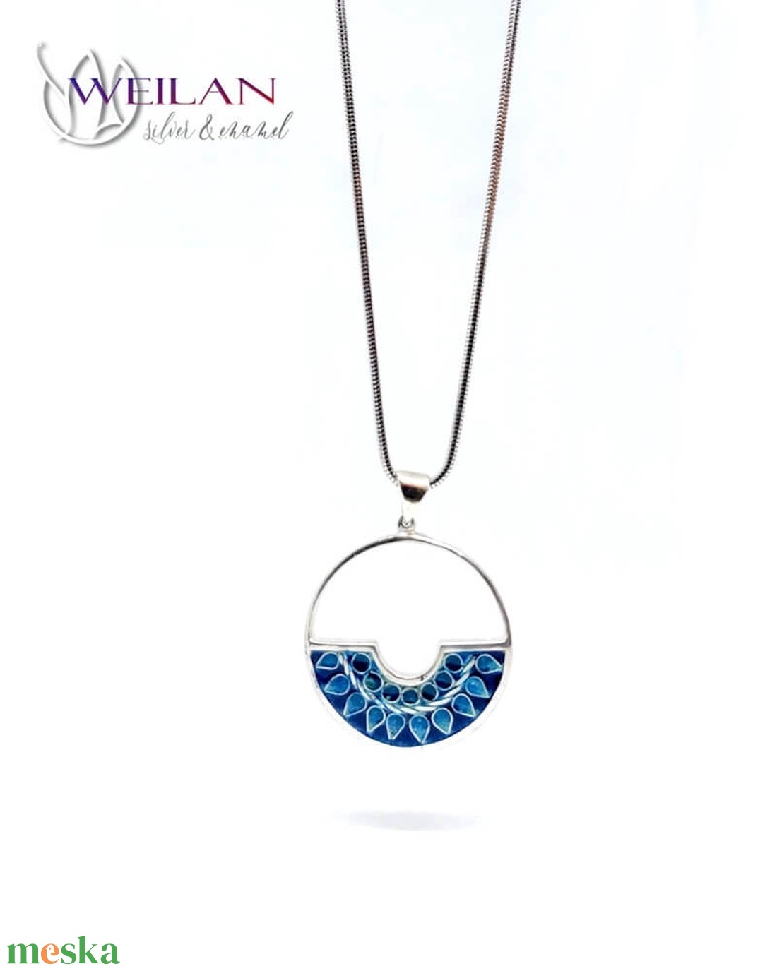 Délibáb - ezüst tűzzománc, rekeszzománc  medál - Türkiz színekben - ékszer - nyaklánc - medál - Meska.hu