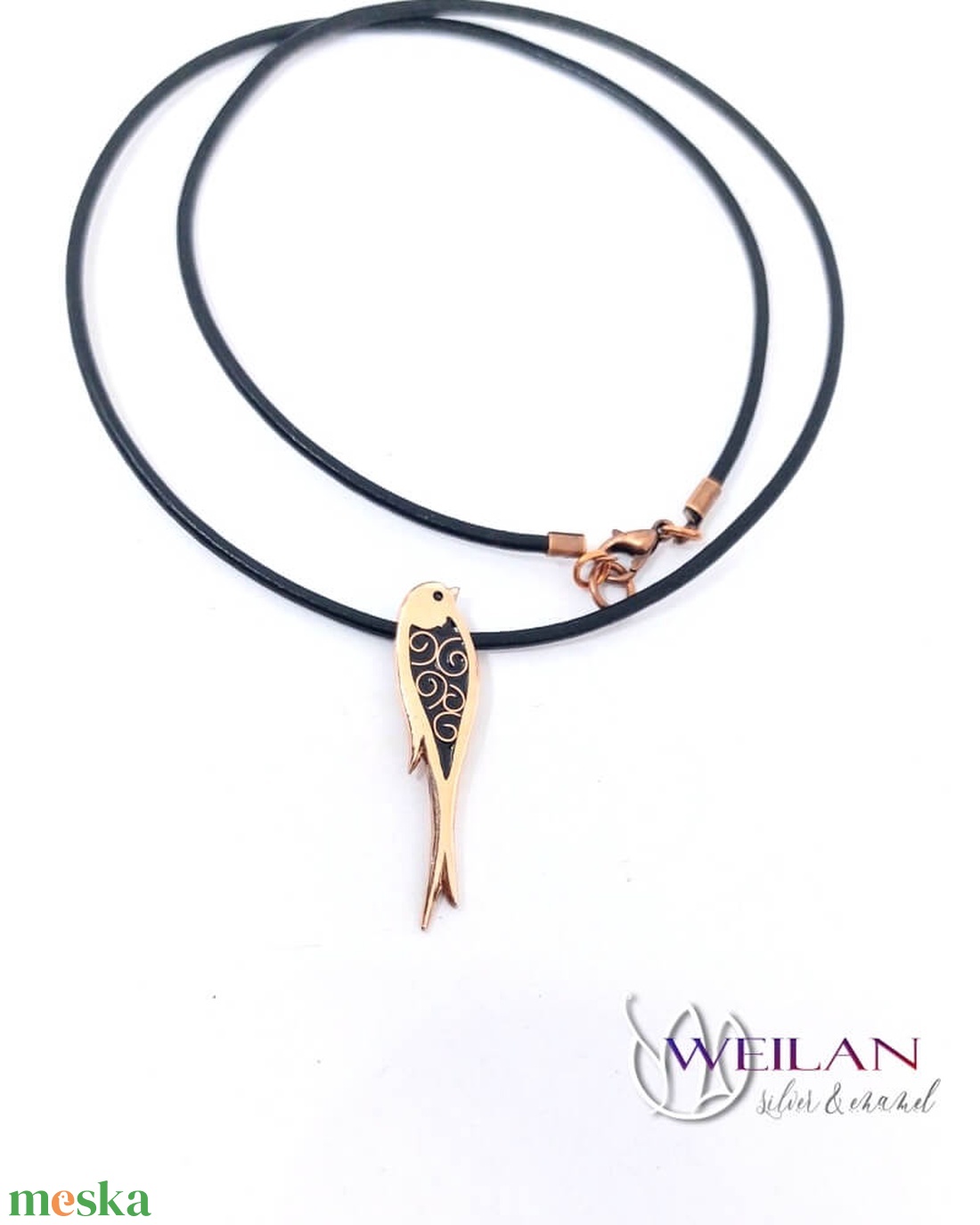 Vadvilág - Fecske, bronz tűzzománc medál, fekete - ékszer - nyaklánc - medálos nyaklánc - Meska.hu