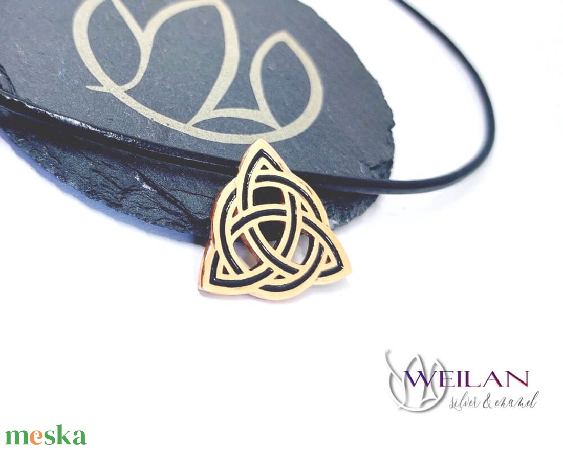 Kelta - Trinity bronz tűzzománc medál, fekete - ékszer - nyaklánc - medálos nyaklánc - Meska.hu