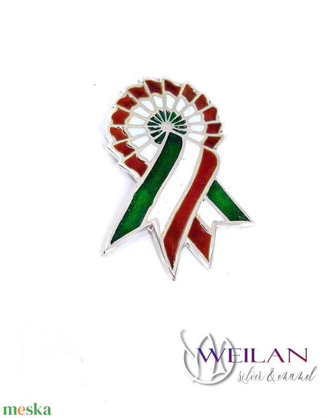 Tűzzománc kokárda, ezüst tűzzománc kitűző - ékszer - kitűző és bross - Meska.hu