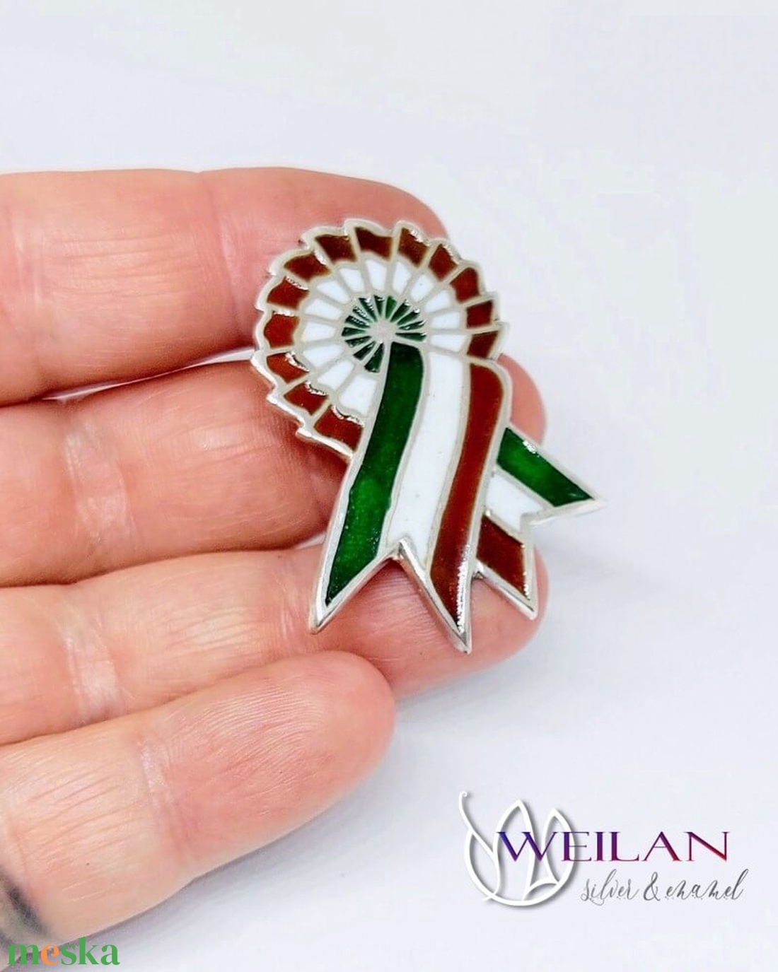 Tűzzománc kokárda, ezüst tűzzománc kitűző - ékszer - kitűző és bross - Meska.hu