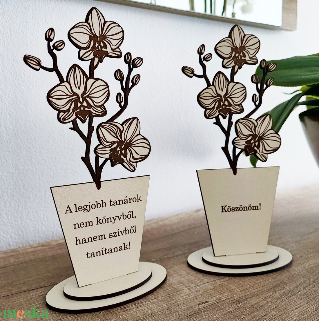 Egyedi fa orchidea dísz - otthon & életmód - dekoráció - asztal és polc dekoráció - asztaldísz - Meska.hu