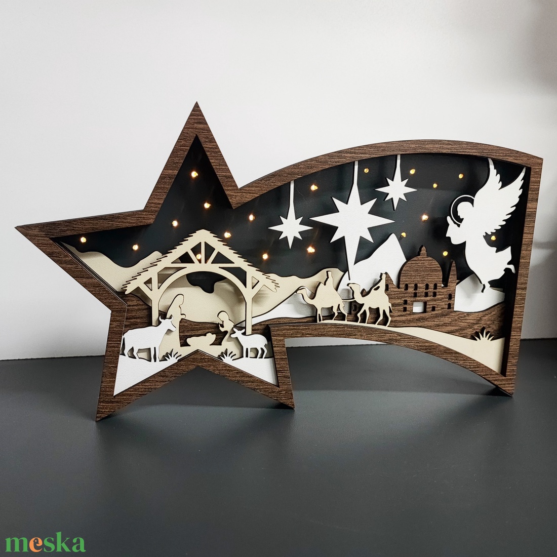 Karácsonyi csillag  Betlehem világítással - karácsony - karácsonyi lakásdekoráció - karácsonyi falu, házikó - Meska.hu
