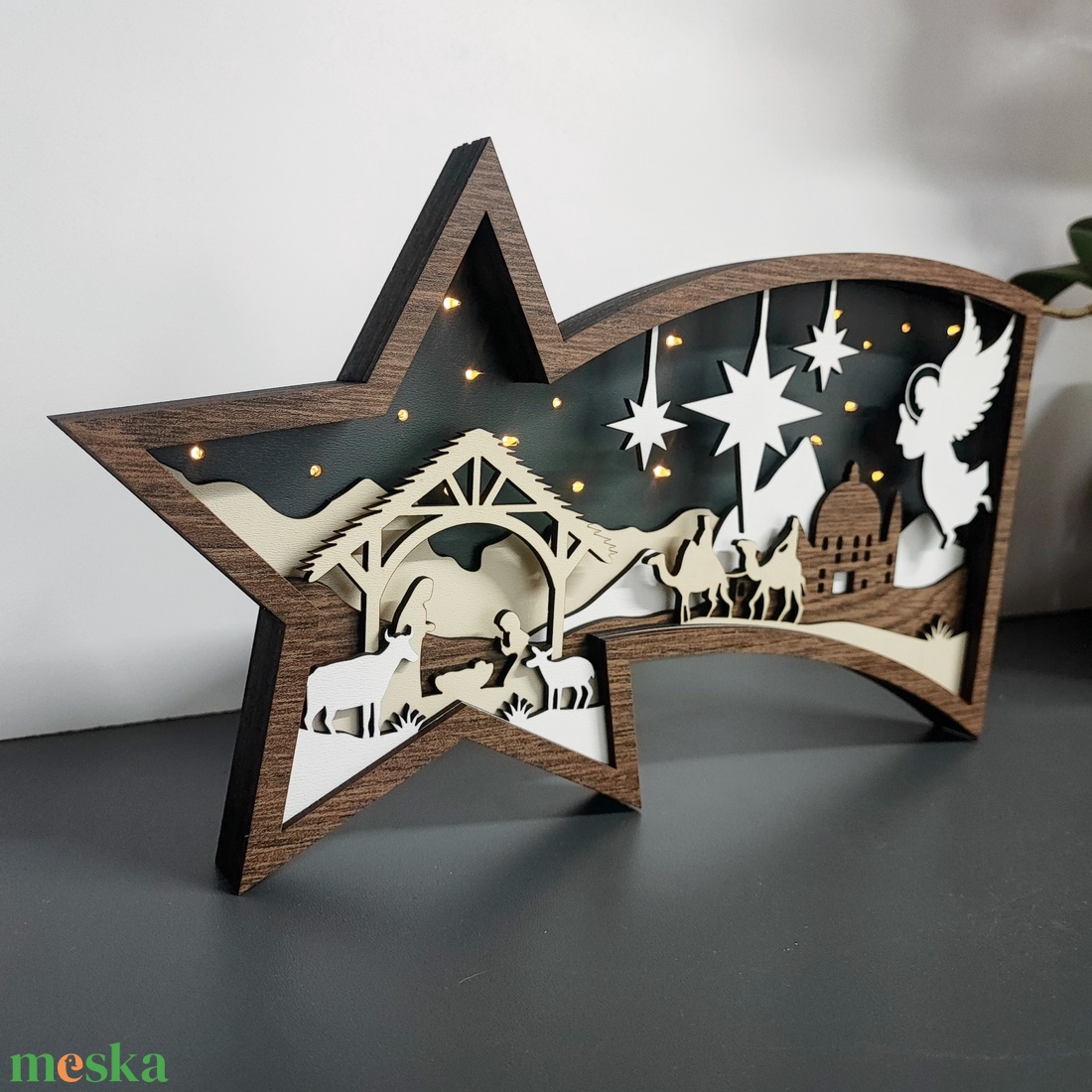 Karácsonyi csillag  Betlehem világítással - karácsony - karácsonyi lakásdekoráció - karácsonyi falu, házikó - Meska.hu