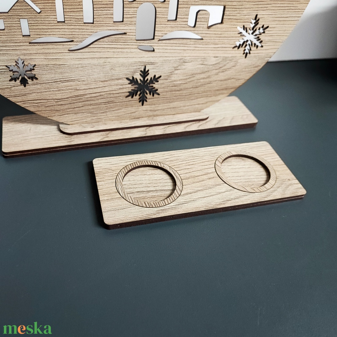 Karácsonyi gyertyatartó  Holdfényes falu és szán jelenet - karácsony - karácsonyi lakásdekoráció - karácsonyi lakásdíszek - Meska.hu