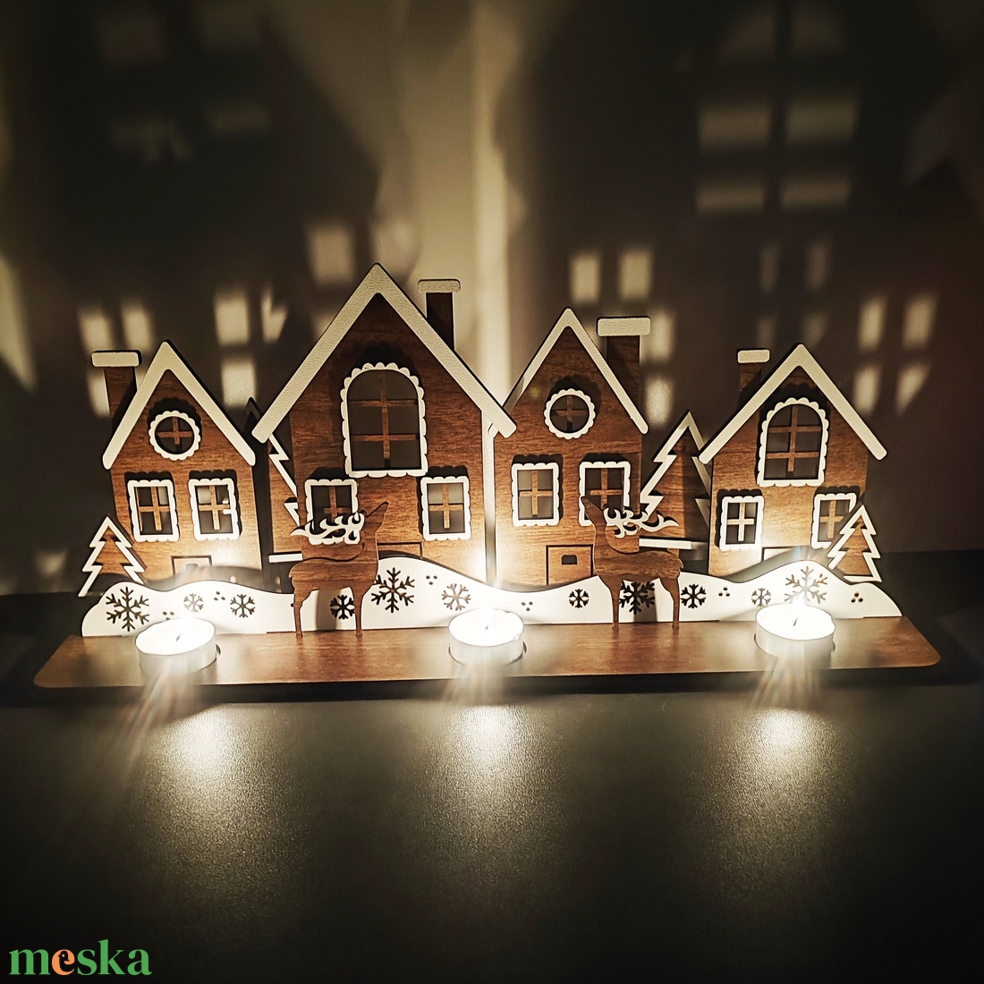 Karácsonyi falucska gyertyatartóval -  - Meska.hu