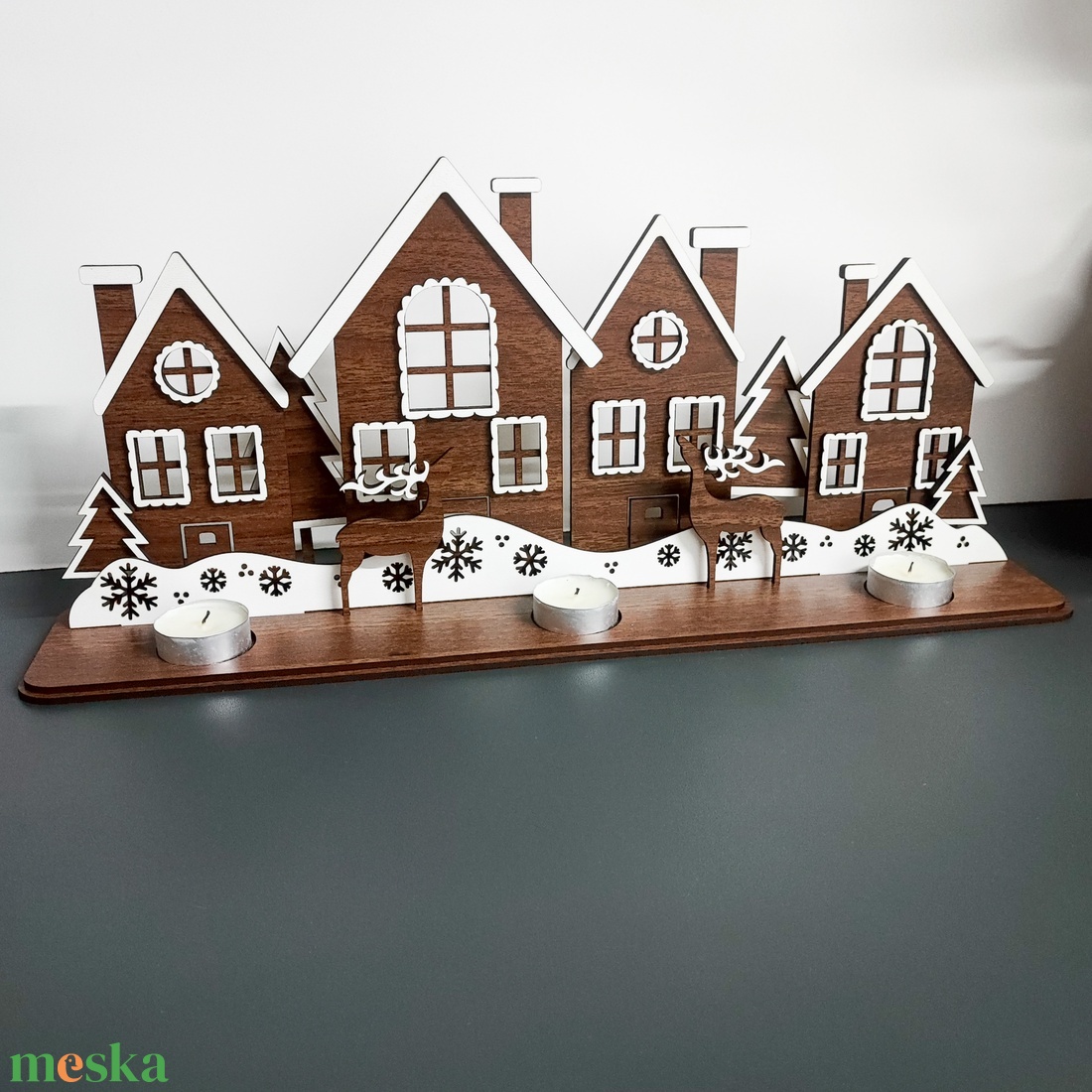 Karácsonyi falucska gyertyatartóval -  - Meska.hu